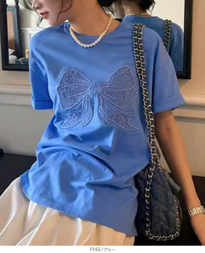 レースリボンTシャツ