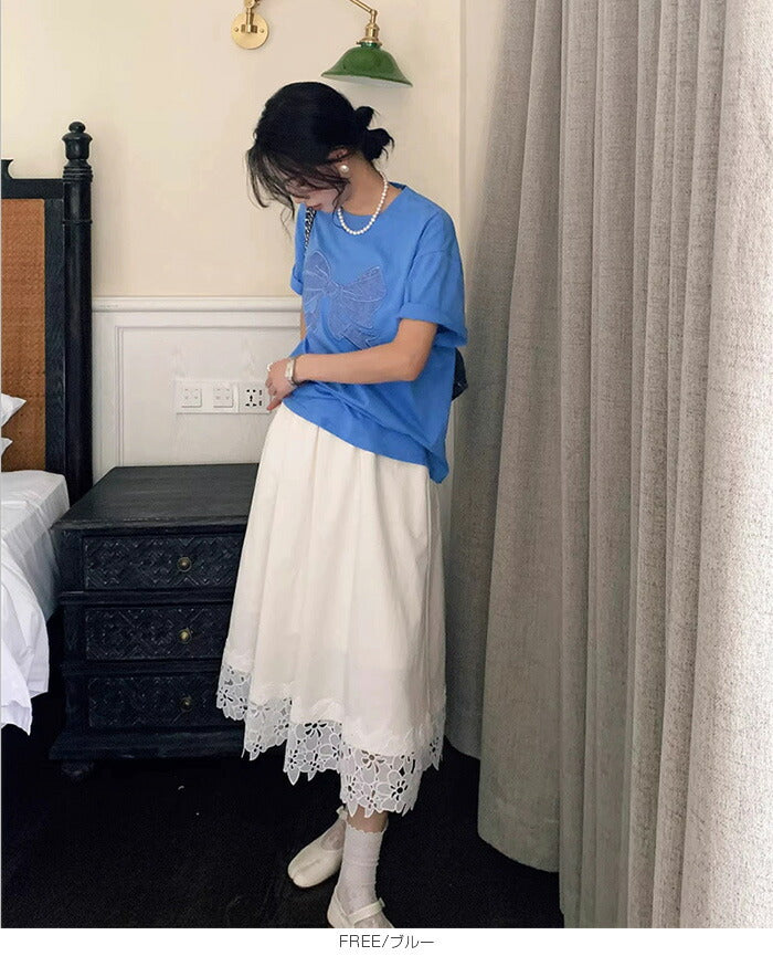 レースリボンTシャツ