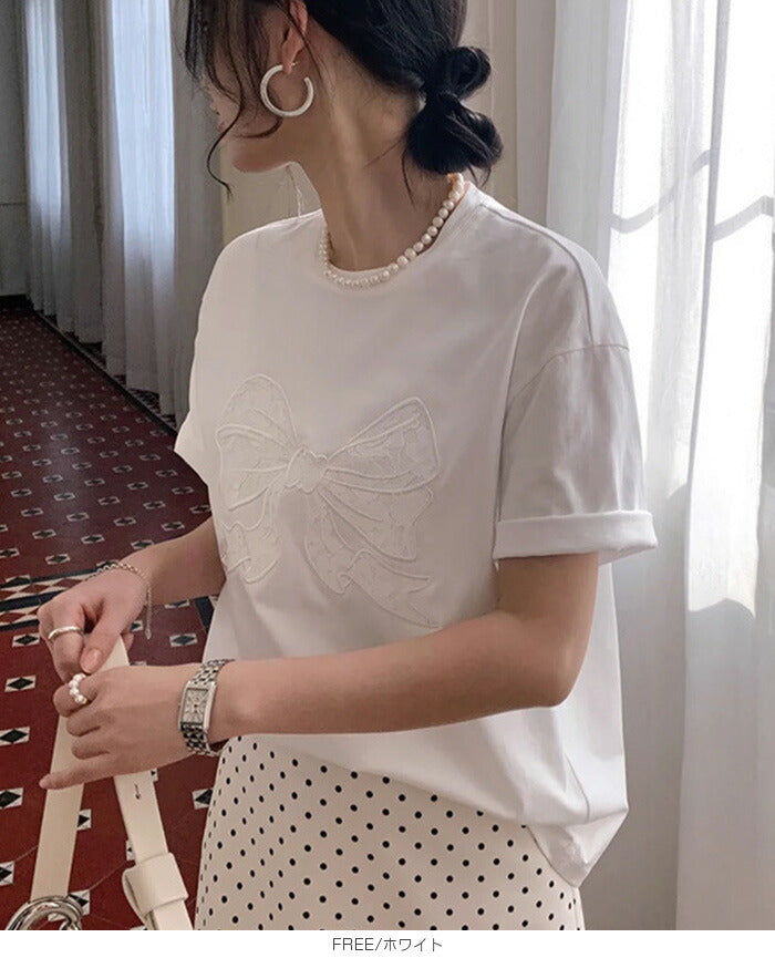 レースリボンTシャツ