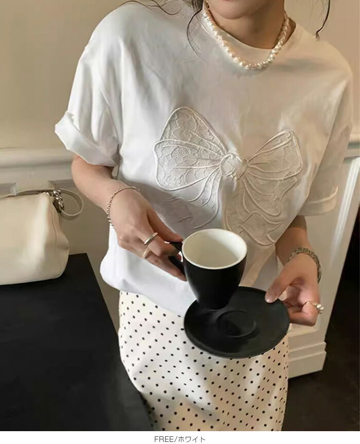 レースリボンTシャツ
