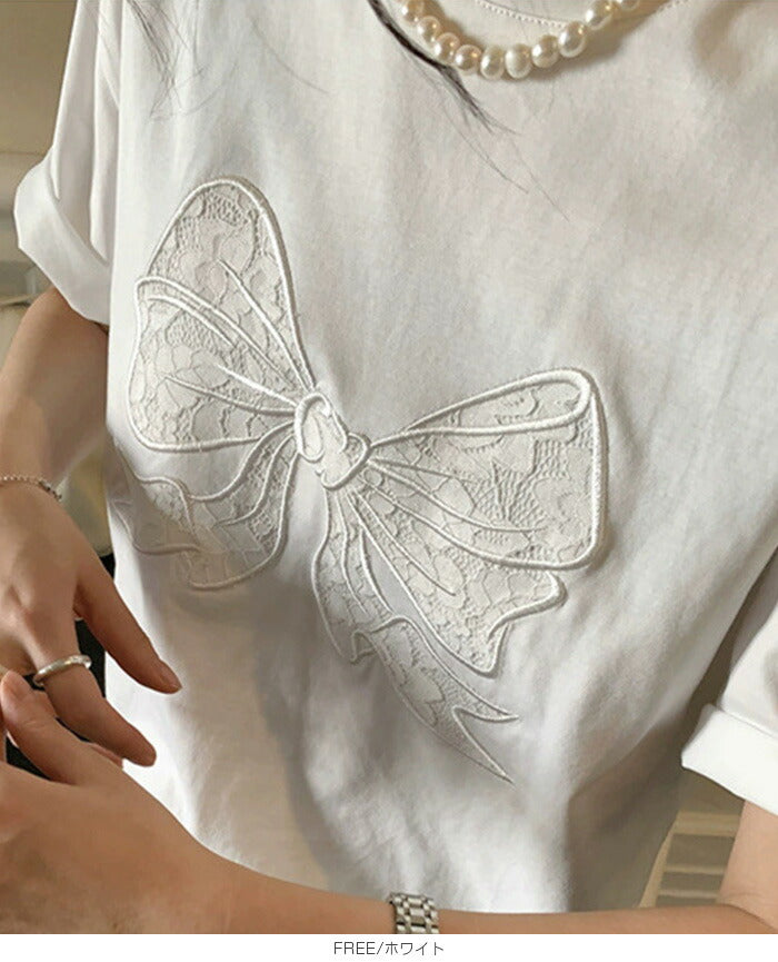 レースリボンTシャツ