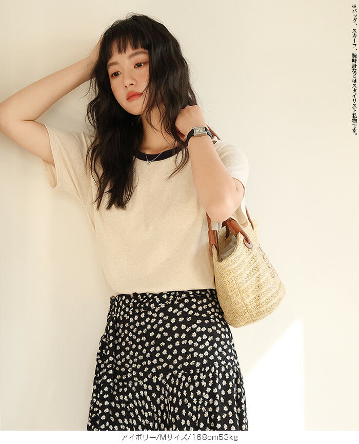 バイカラークルーネックTシャツ