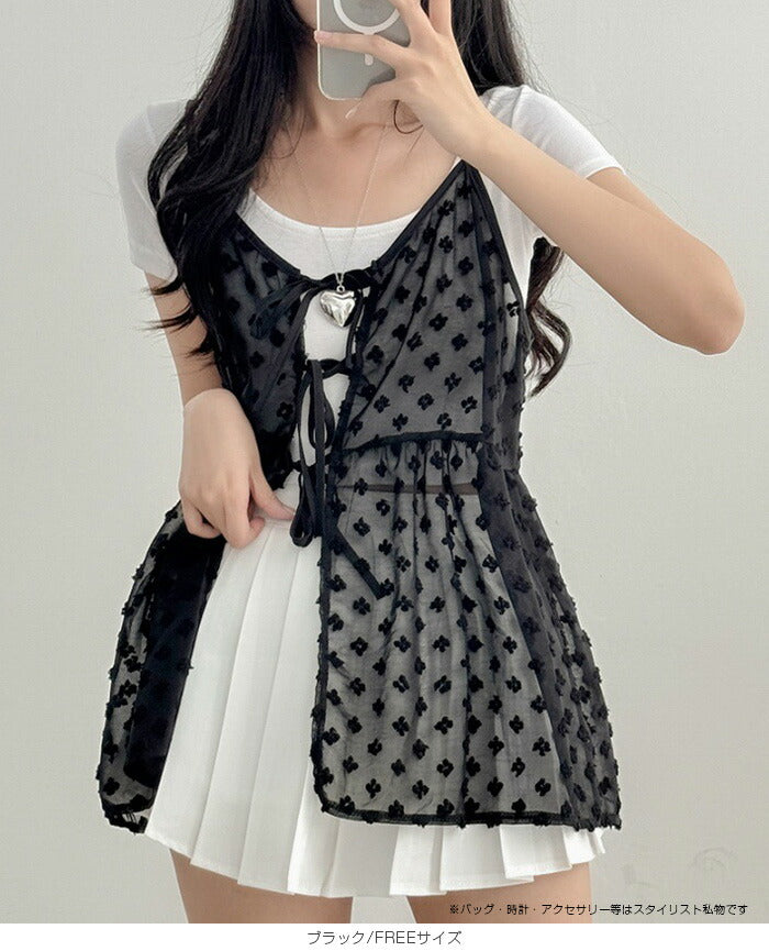 2wayシアーレースレイヤードキャミソール