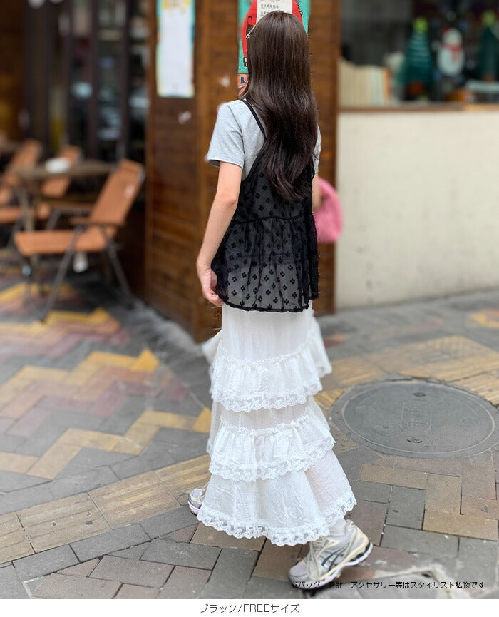 2wayシアーレースレイヤードキャミソール