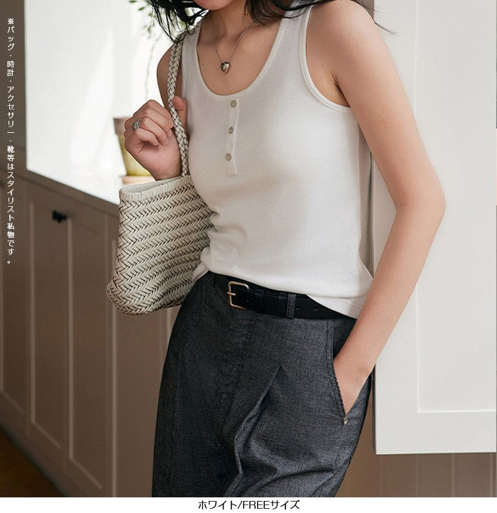 ヘンリーネックノースリーブ