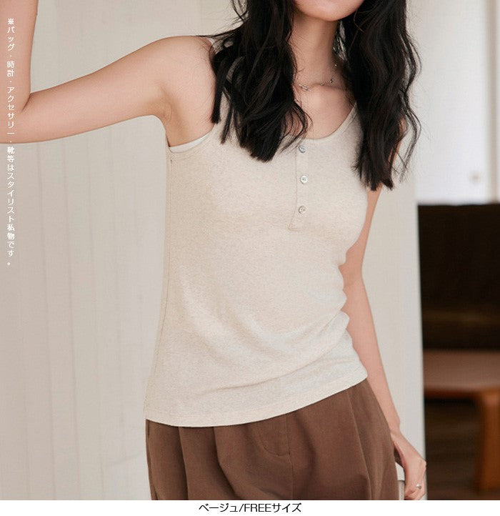 ヘンリーネックノースリーブ