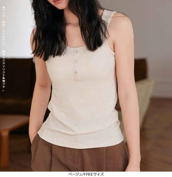 ヘンリーネックノースリーブ