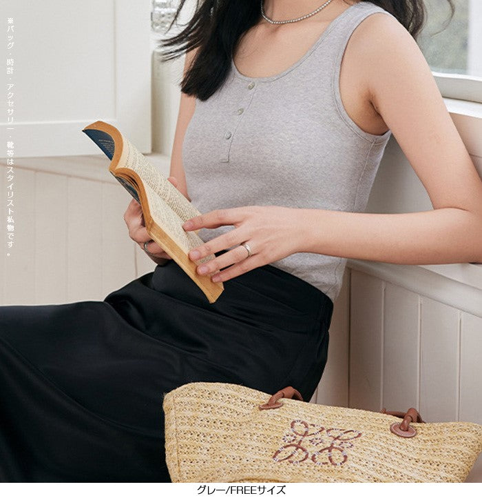 ヘンリーネックノースリーブ