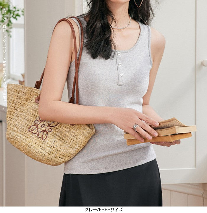 ヘンリーネックノースリーブ