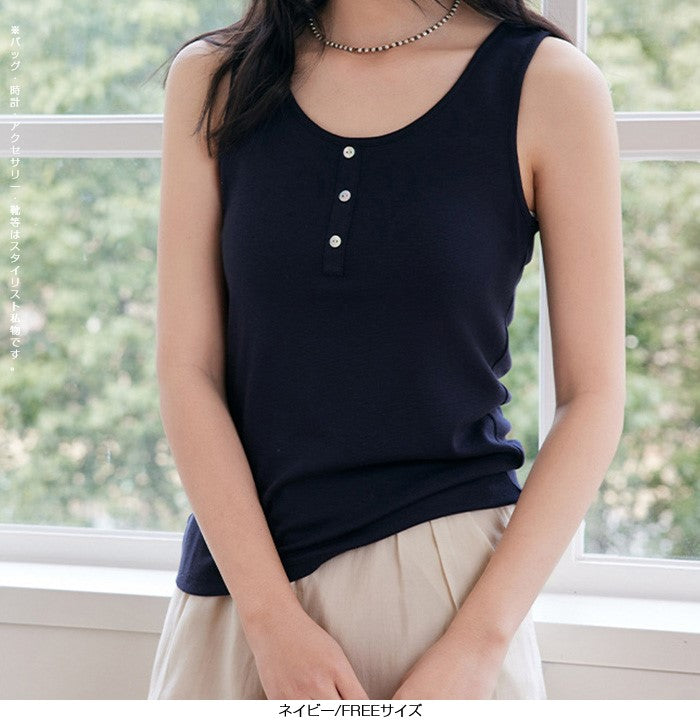 ヘンリーネックノースリーブ