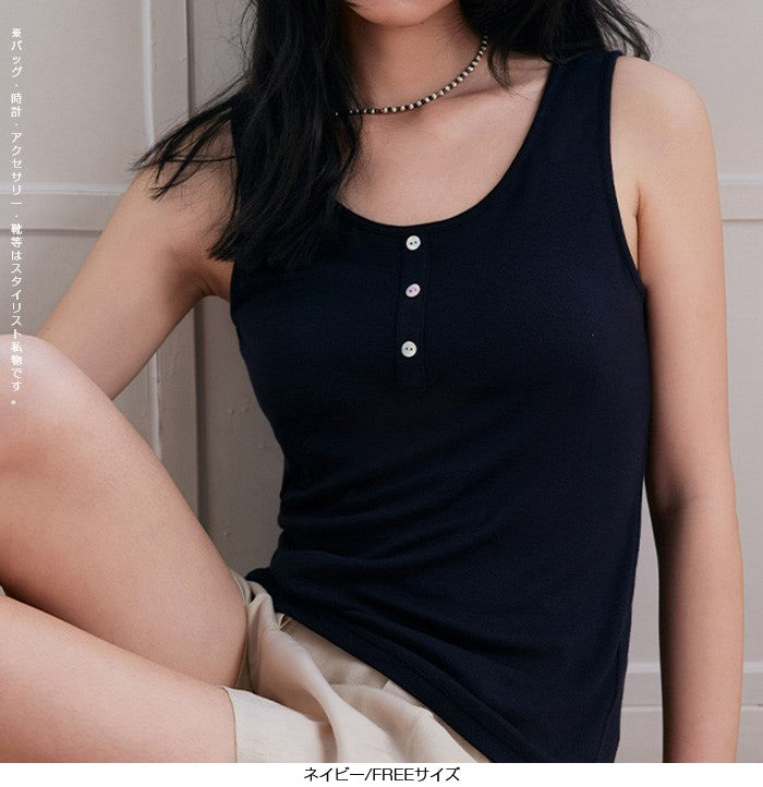 ヘンリーネックノースリーブ