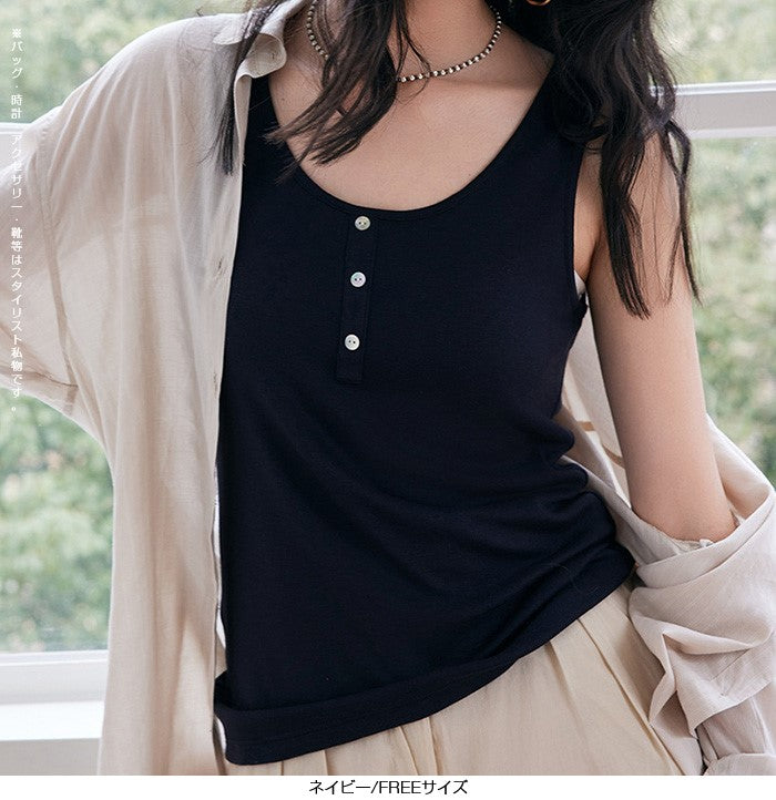 ヘンリーネックノースリーブ