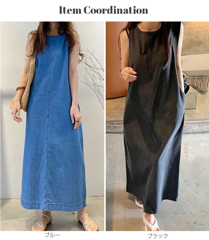 ノースリーブデニムワンピース