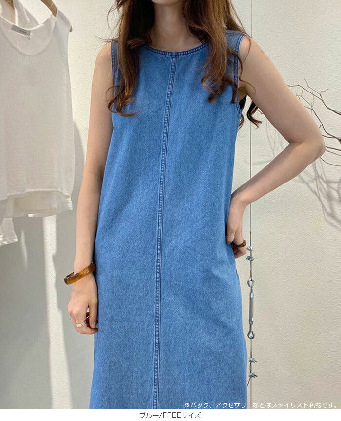ノースリーブデニムワンピース