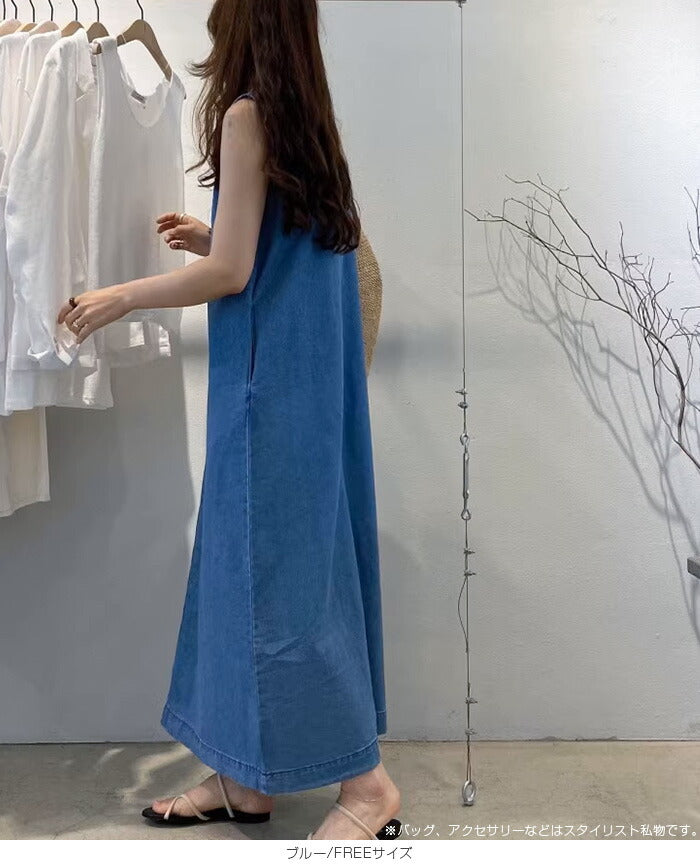 ノースリーブデニムワンピース