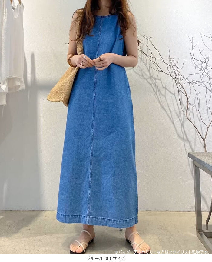 ノースリーブデニムワンピース