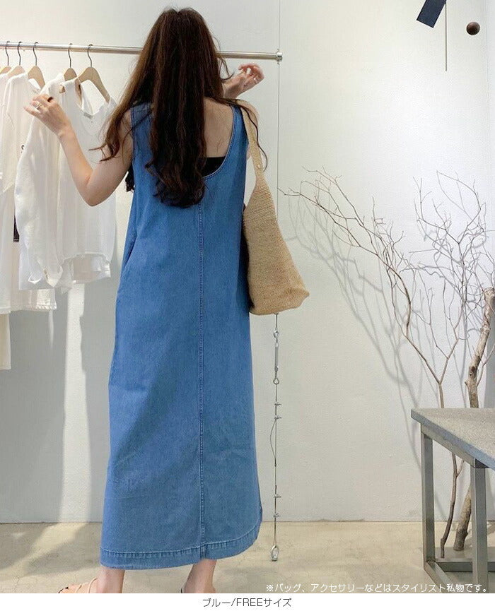 ノースリーブデニムワンピース