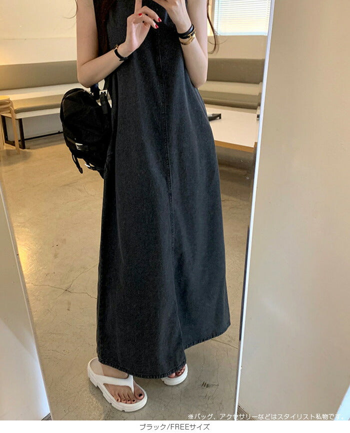 ノースリーブデニムワンピース