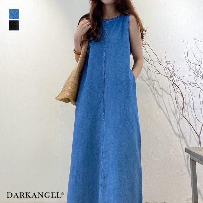 ノースリーブデニムワンピース