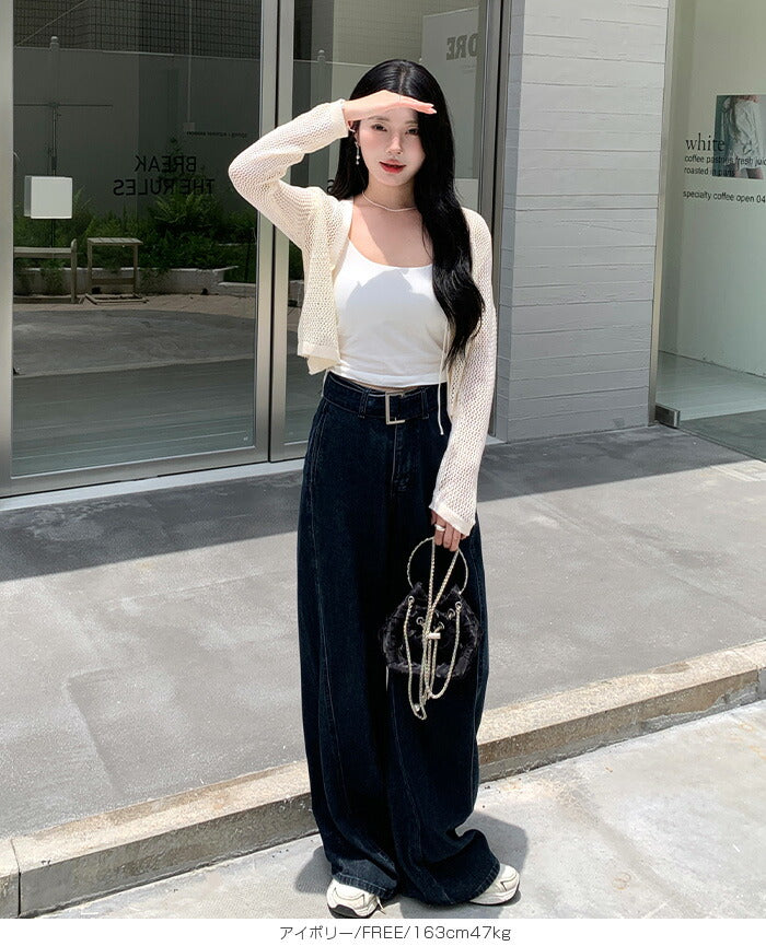 リボン透かし編みボレロ