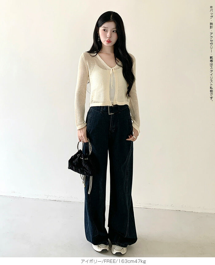 リボン透かし編みボレロ