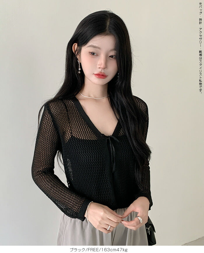 リボン透かし編みボレロ