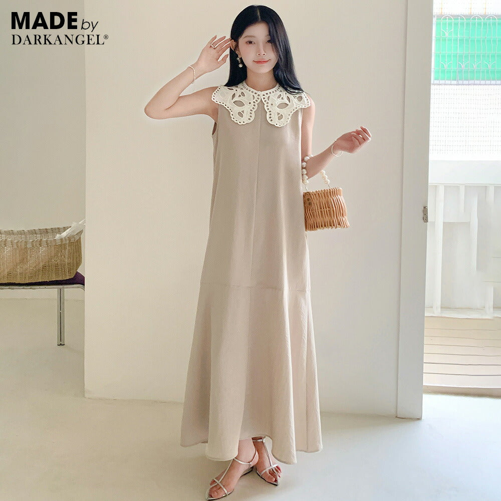 2WAYレース襟付きフレアワンピース