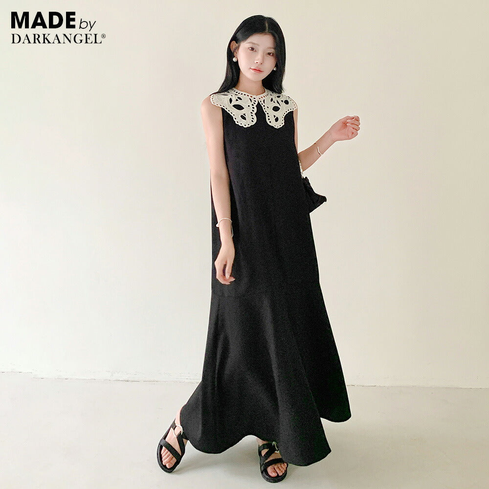 2WAYレース襟付きフレアワンピース