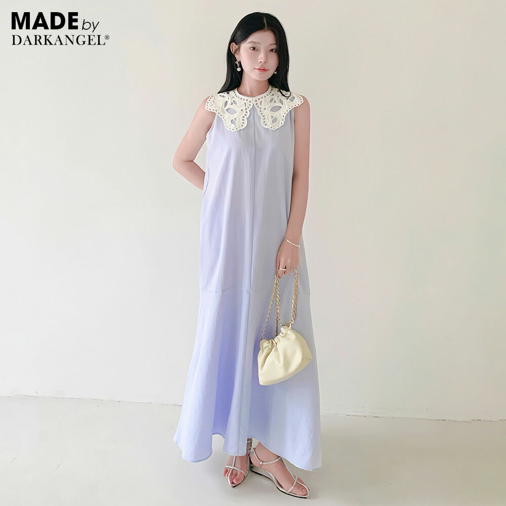 2WAYレース襟付きフレアワンピース