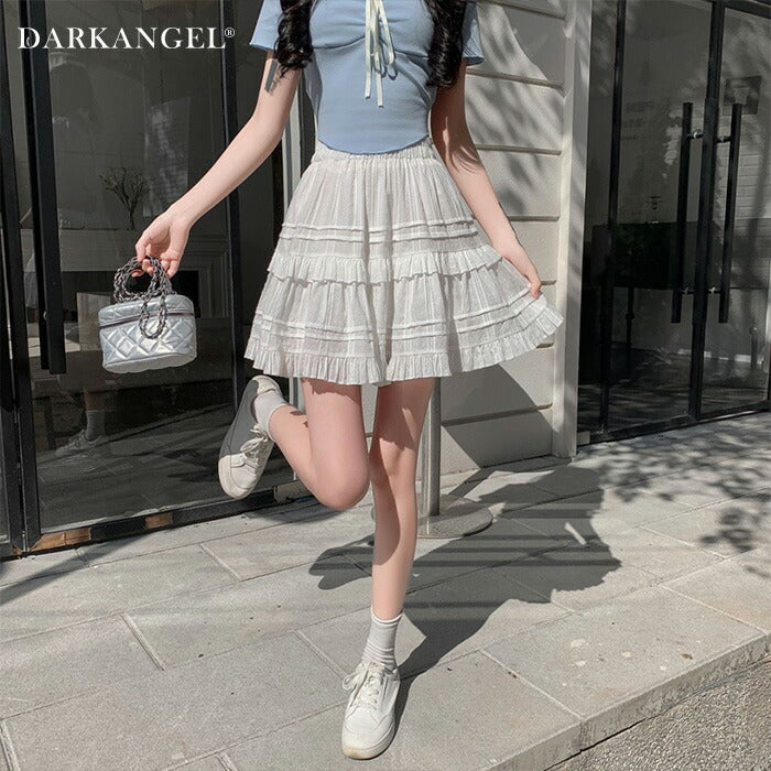 インナーパンツ付きレースティアードミニスカート