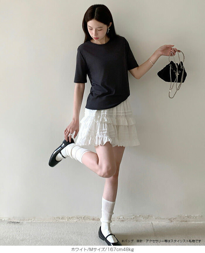 インナーパンツ付きレースティアードミニスカート