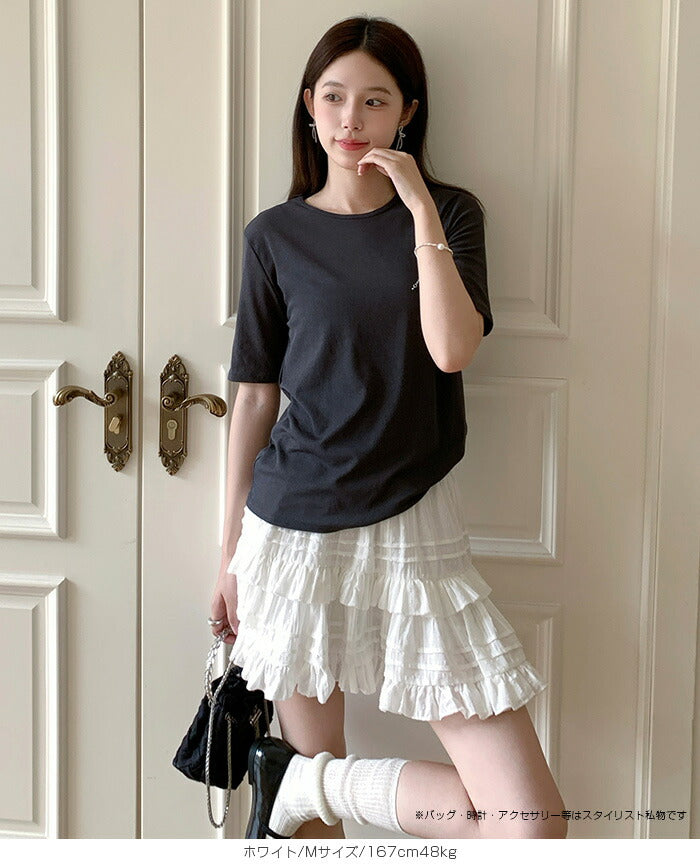 インナーパンツ付きレースティアードミニスカート
