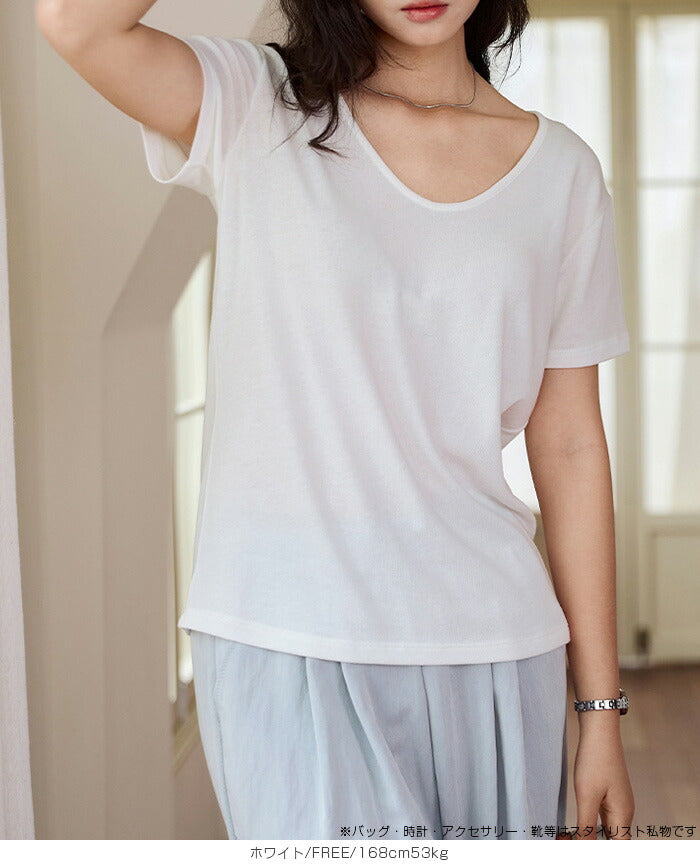 リネン混ニットTシャツ