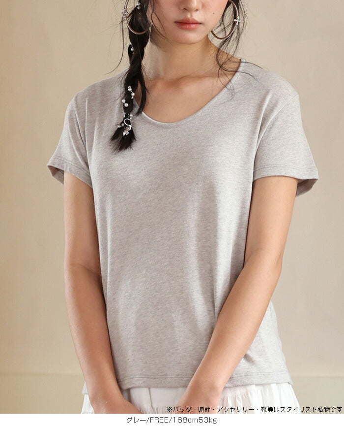 リネン混ニットTシャツ