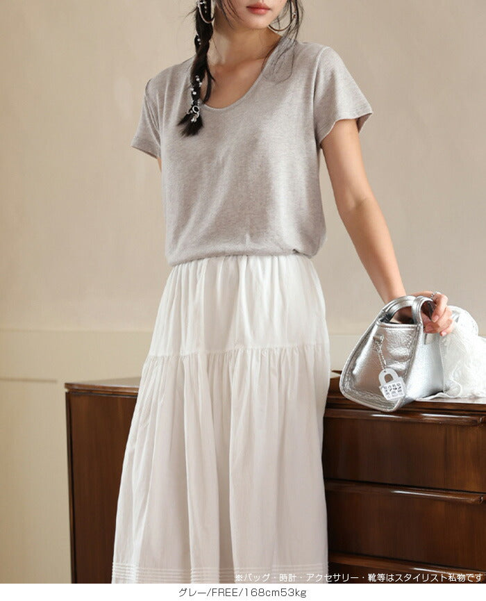 リネン混ニットTシャツ