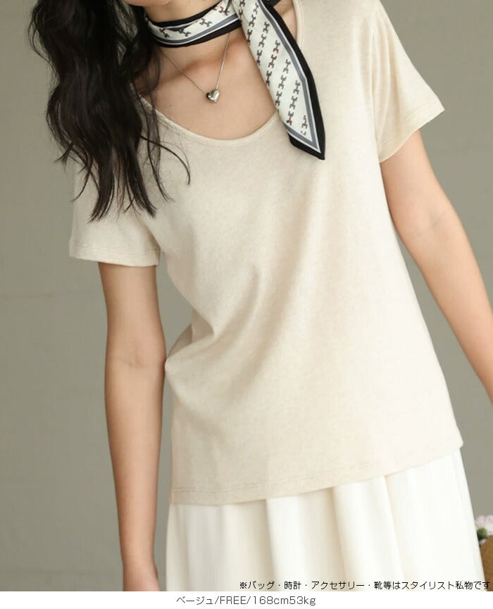 リネン混ニットTシャツ