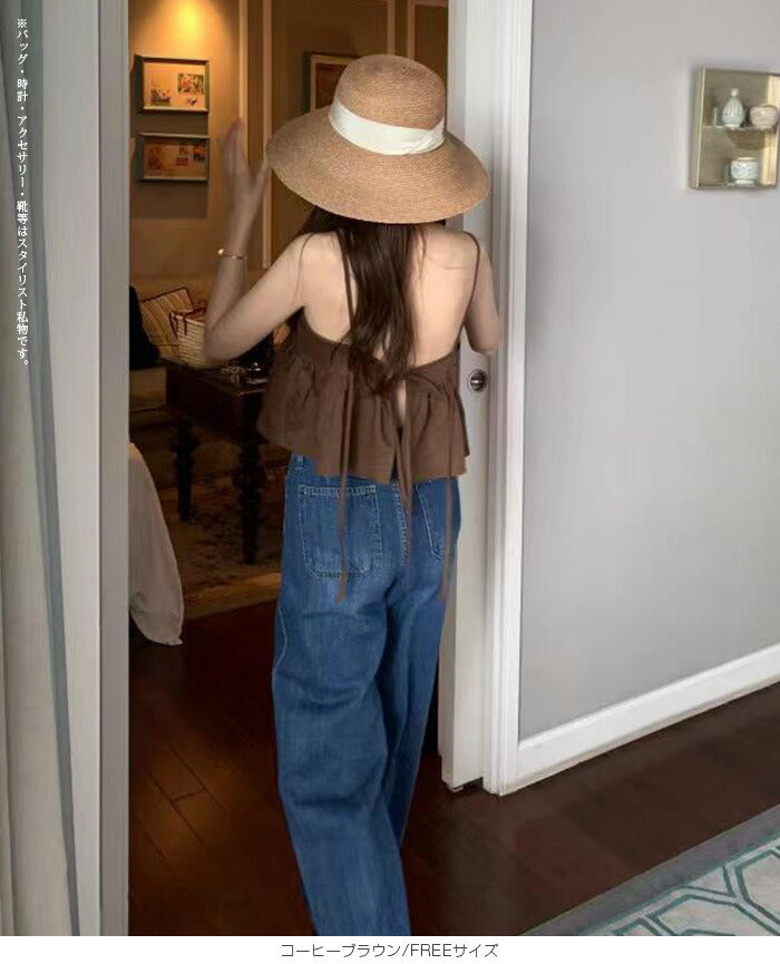 バックオープンペプラムキャミビスチェ