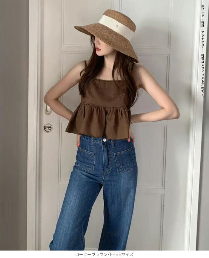 バックオープンペプラムキャミビスチェ