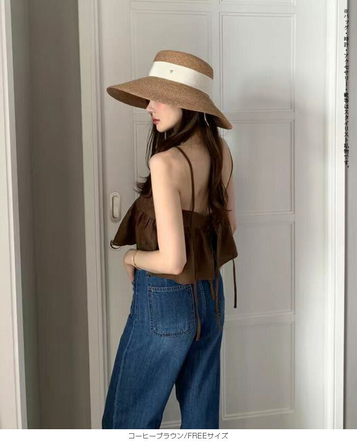 バックオープンペプラムキャミビスチェ