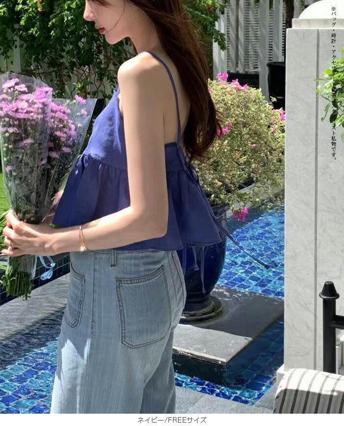 バックオープンペプラムキャミビスチェ