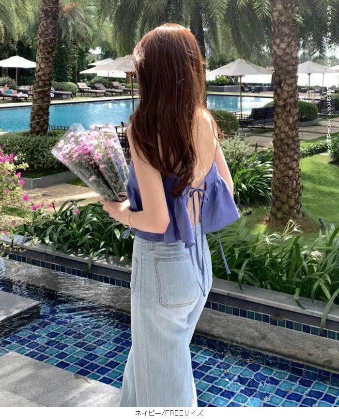 バックオープンペプラムキャミビスチェ