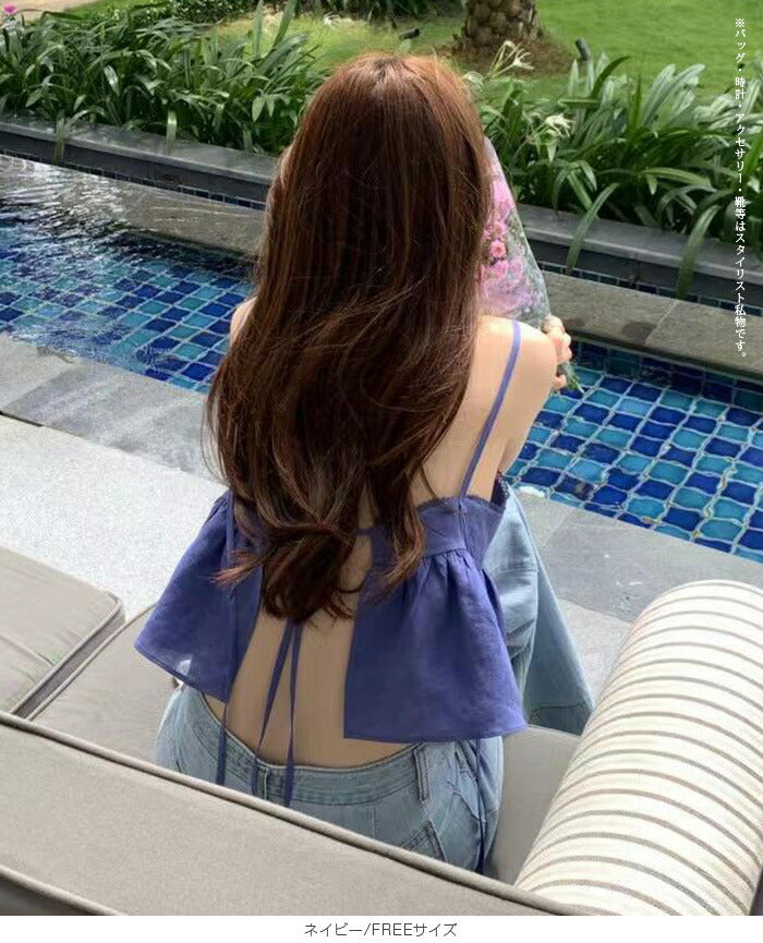 バックオープンペプラムキャミビスチェ