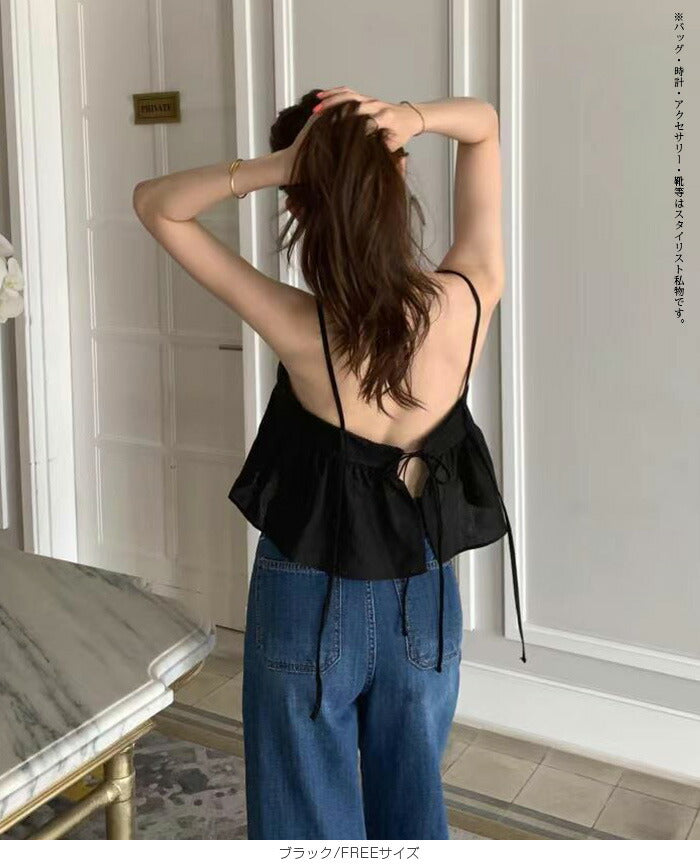 バックオープンペプラムキャミビスチェ