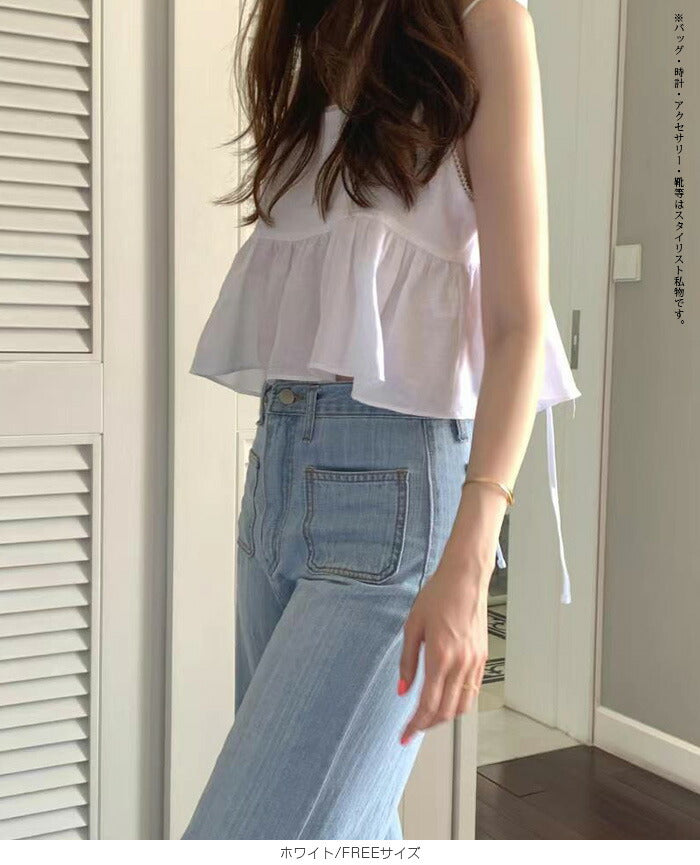 バックオープンペプラムキャミビスチェ