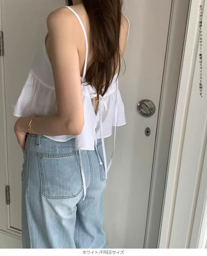 バックオープンペプラムキャミビスチェ