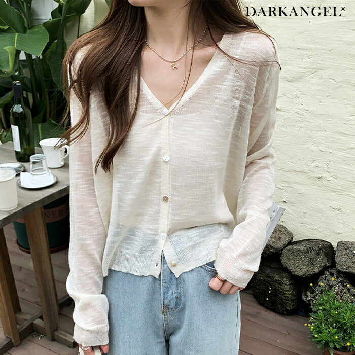 涼感透けカーディガンニット