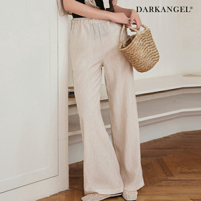 リネン風ワイドパンツ
