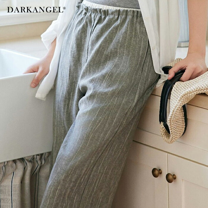 リネン風ワイドパンツ