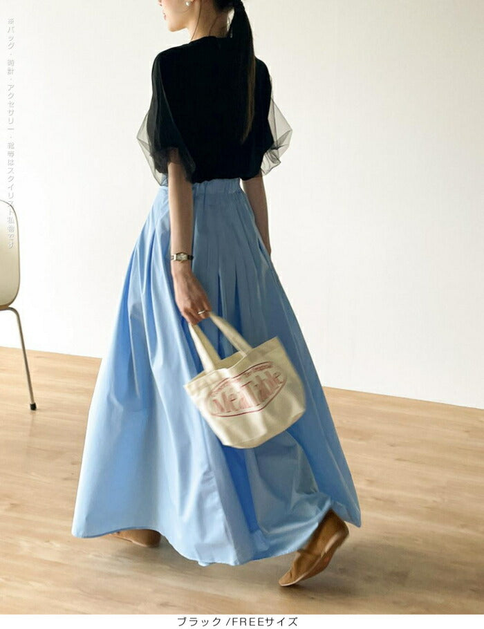 パールチュール袖Tシャツ