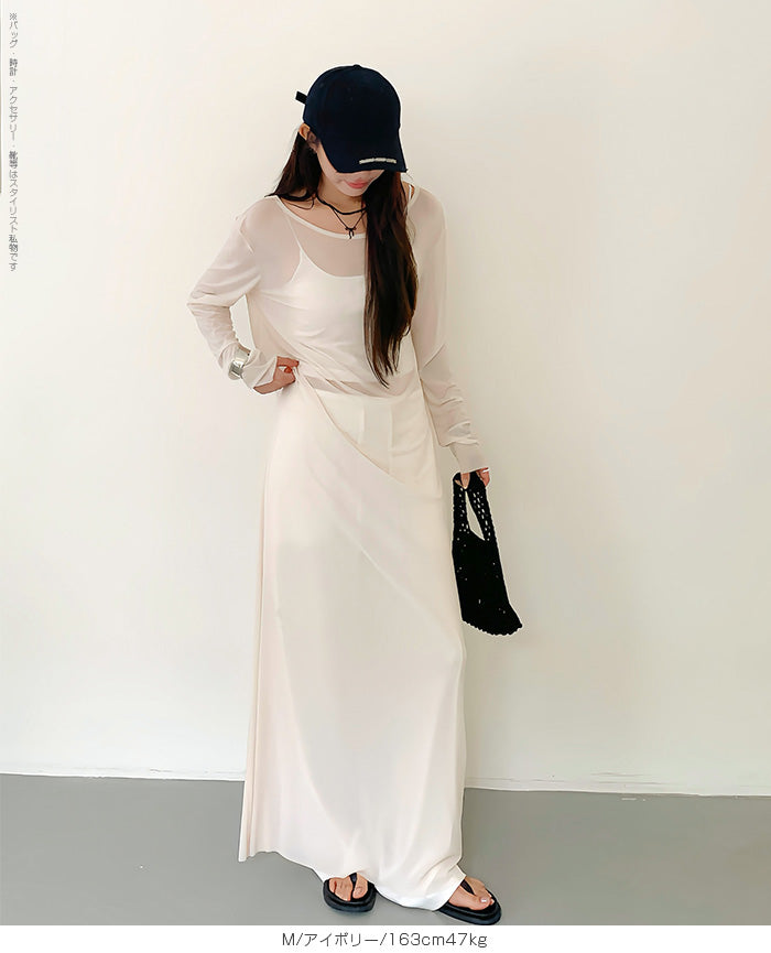 シアーメッシュロングワンピース